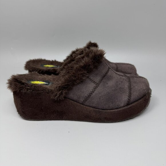 VOLATILE Wynette Brown Lined Suede Wedge Clogs Women's Size 7 - Picture 1 of 9